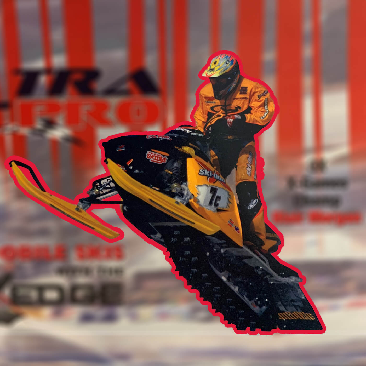 Snocross racer Blair Morgan 7C on Ski-Doo snowmobile with C&A Pro Skis