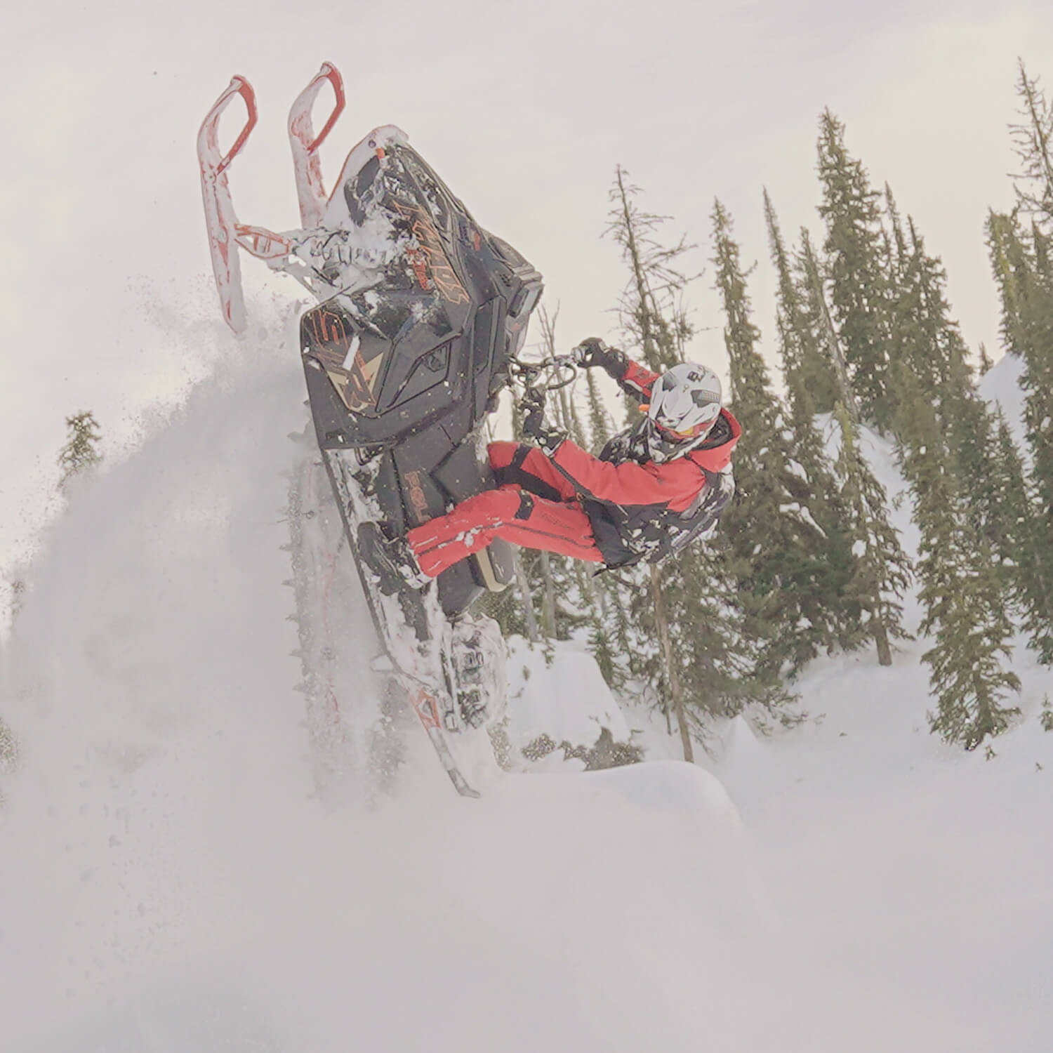 Professional backcountry snowmobile athlete Bridger LaBau with new TMX mountain skis from C&A Pro