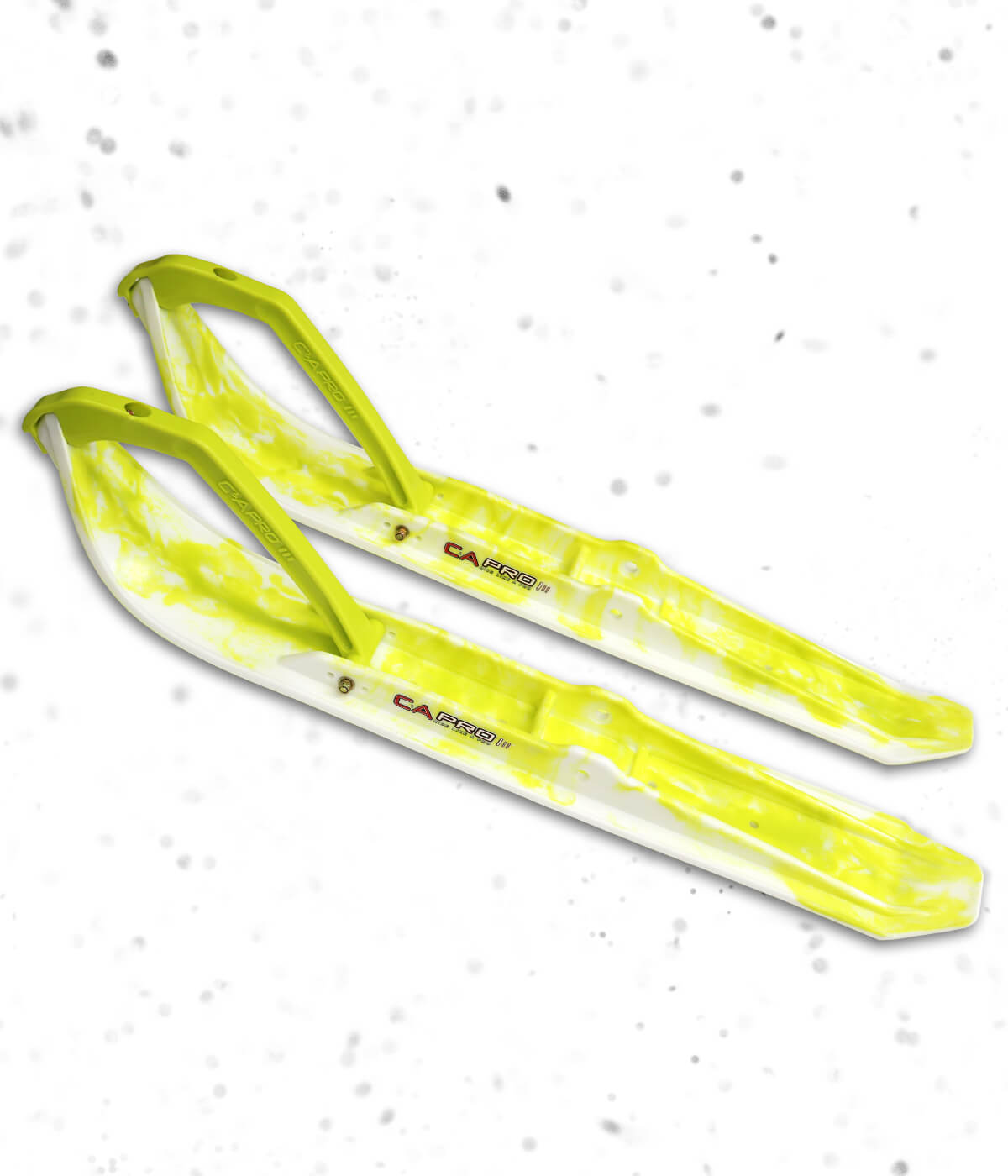C&A Pro custom XPT trail skis with White base, Lime Green accent and Lime Green handles