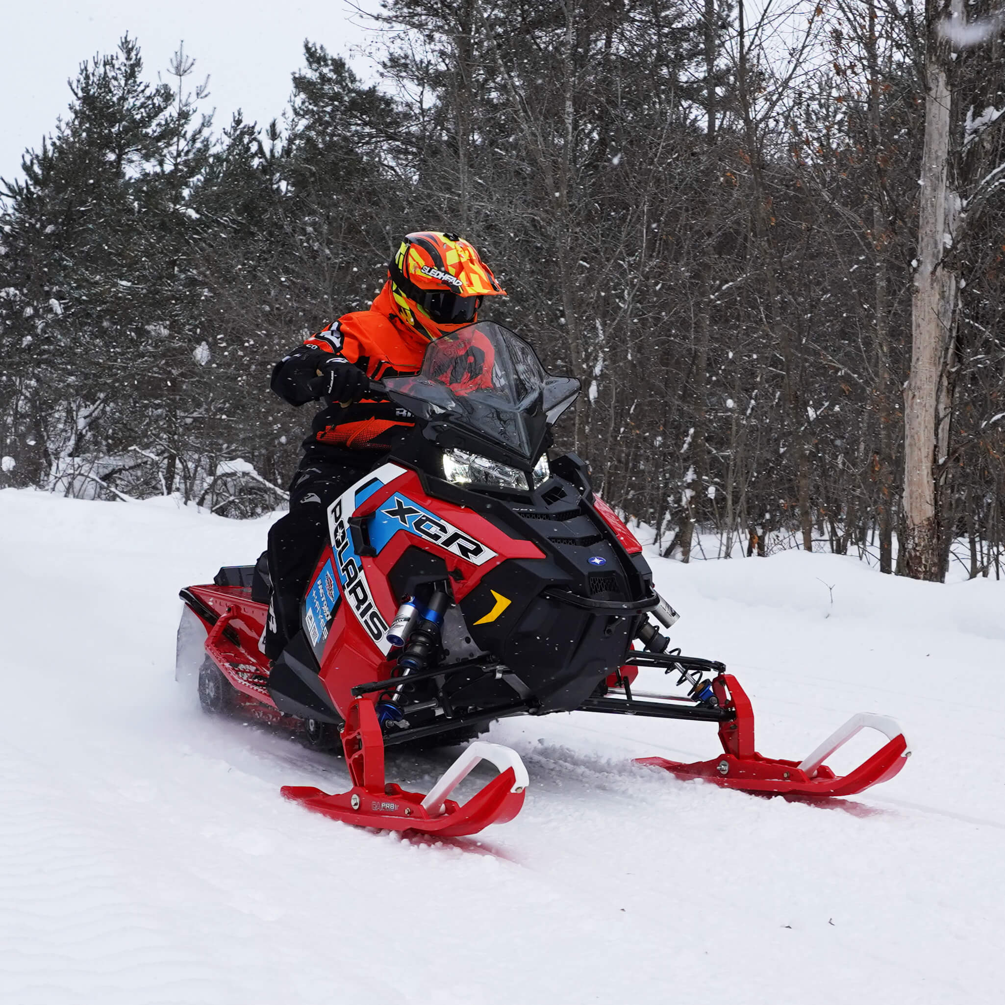 Sledhead 24/7 riding Polaris XCR 600 with C&A Pro XCS Crossover skis.