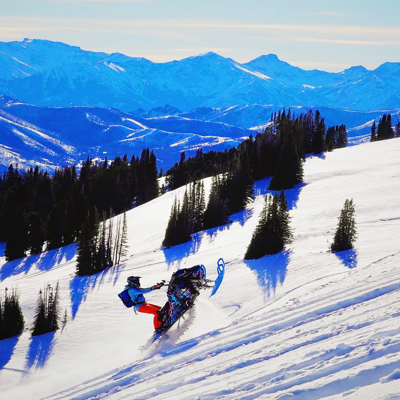 Mason Miller sledding with all-blue C&A Pro skis