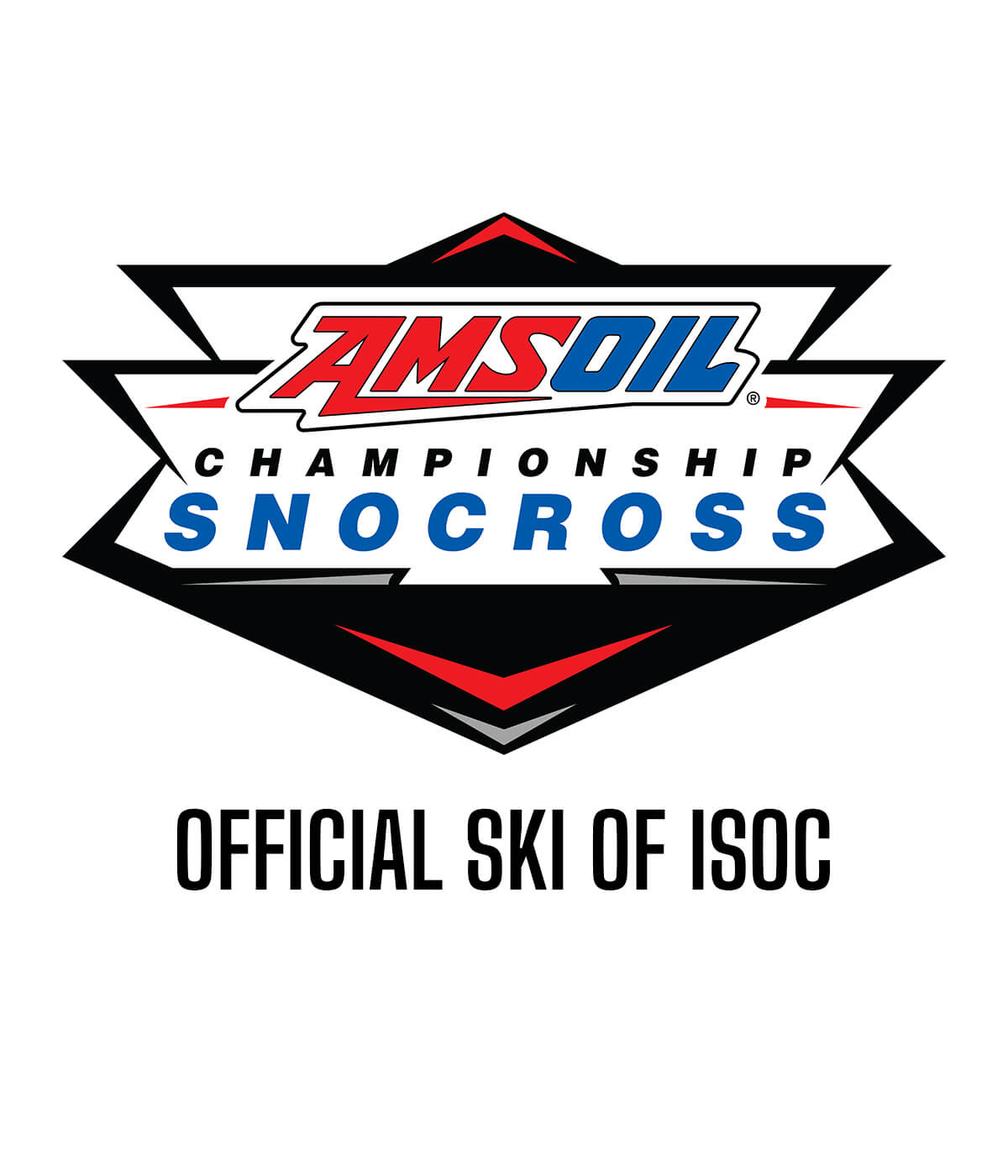 Amsoil Championship Snocross logo with text "Official Ski of ISOC"